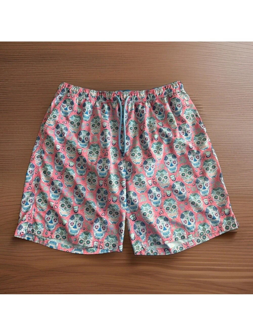 Peter Millar Seaside XL Pink Skulls And Tequila Print Swim Trunks 7” Inseam